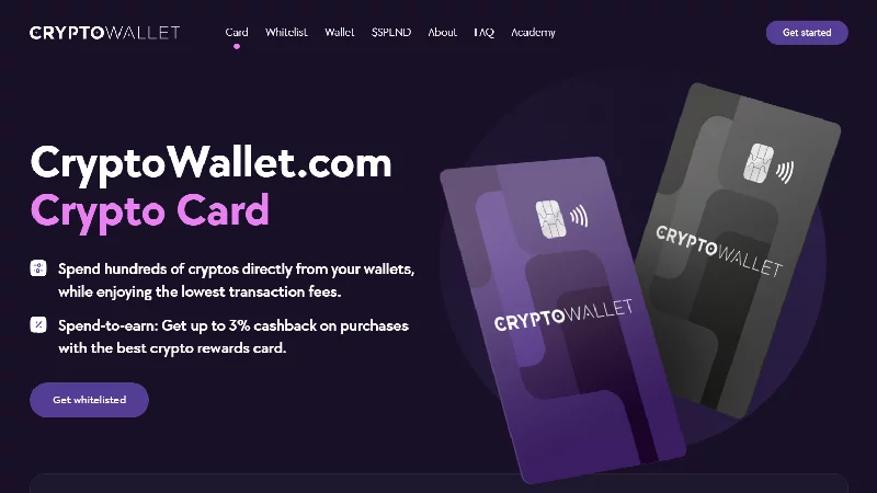 CryptoWallet.com betéti kártya.
