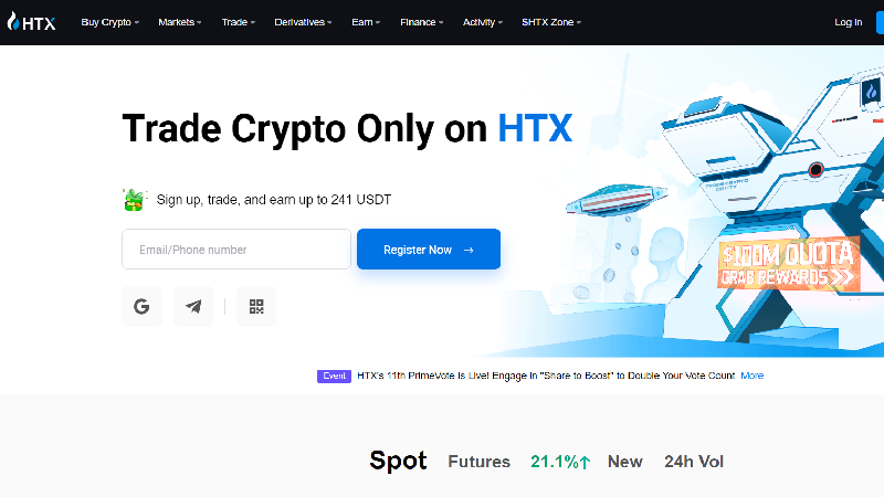 HTX Alacsony díjú kriptotőzsde.
