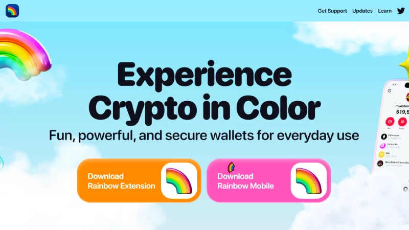 Rainbow névtelen kriptotárca KYC nélkül.
