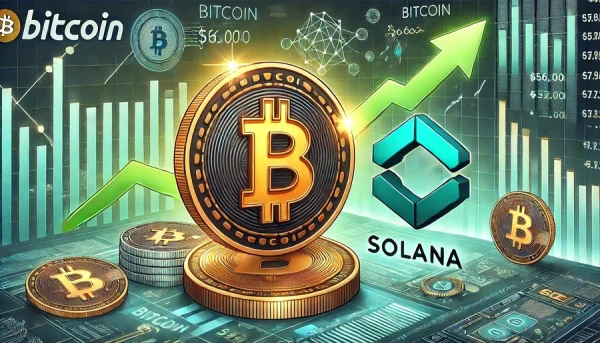 Bitcoin meghaladja $56,000, Solana fejlődő visszatérés a hétfői rutinból