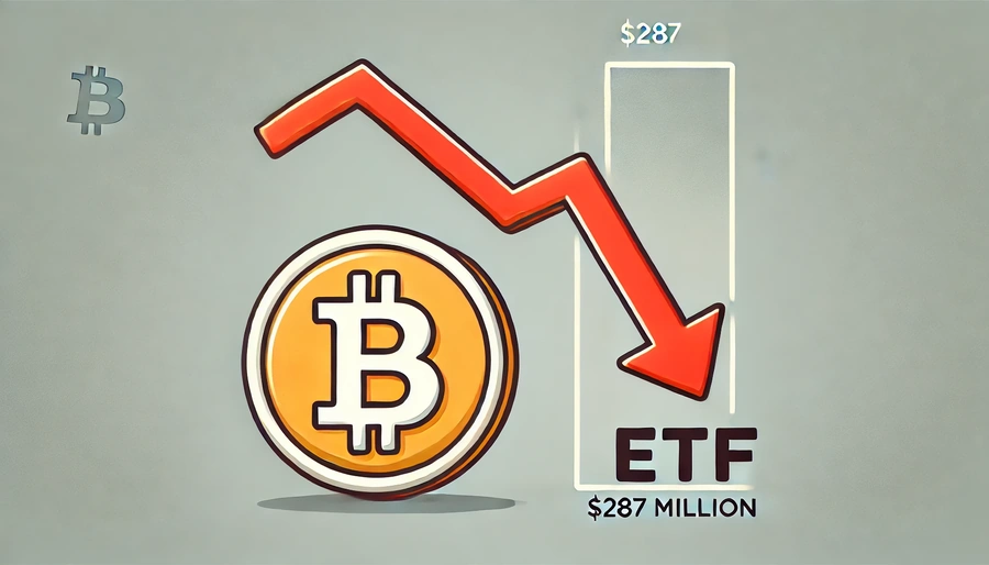 287 millió dollár tűnt el a bitcoin ETF-ekből a legnagyobb veszteség négy hónap alatt